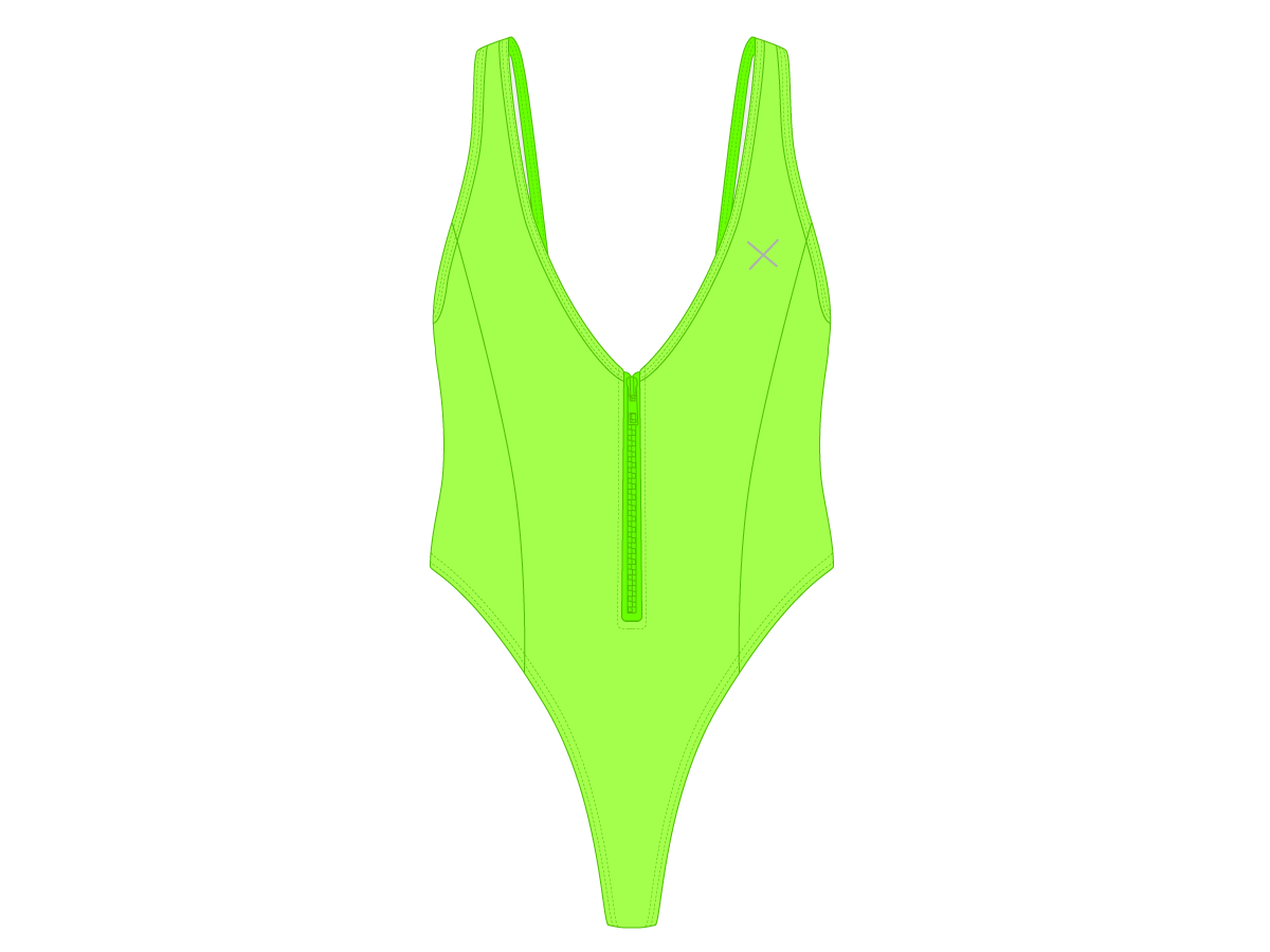 Lime Green Zipper OnePiece Boutine LA