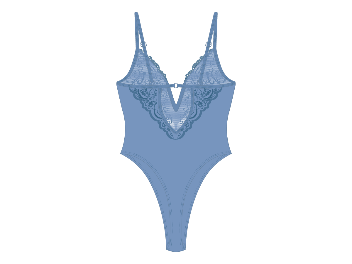 Slate Blue Lace Bodysuit Boutine LA